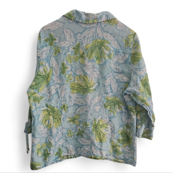 JM Collection 100% Linen Floral Button Front Shirt Women’s Plus 18W Resortwear - Picture 2 of 16